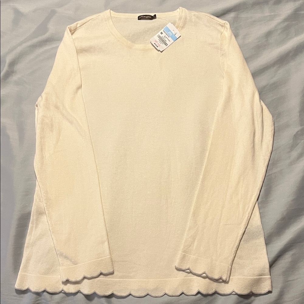 NWT J. McLaughlin Henri Ivory Knit Cashmere Blend Sweater size Medium